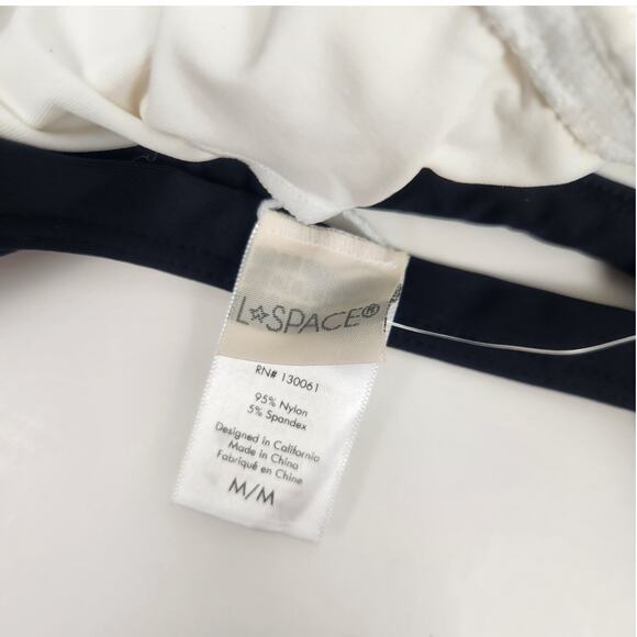 L*Space Axel Bikini Top in Black & Cream Size Medium NWT One Shoulder - Picture 5 of 5